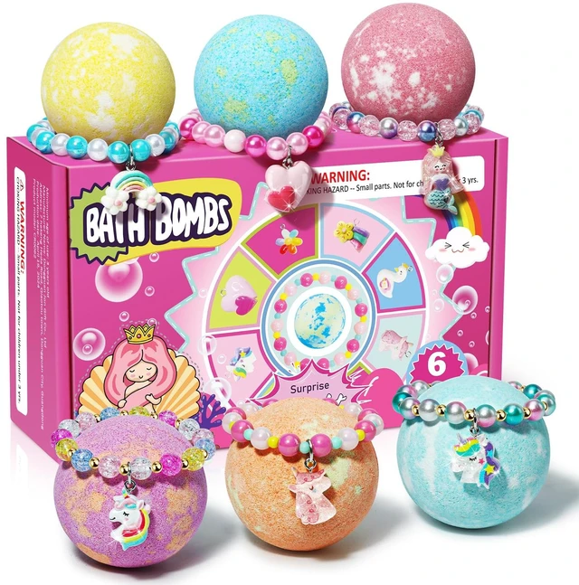 Main image of Unicorn Bath Bombs for Kids with Bracelet Inside, Gifts for Girls 4-8 | Bubble Bath Toys, Birthday Gifts, Boo Basket Stuffers, Christmas Stocking Stuffers for 4 5 6 8 Daughter, Granddaughter