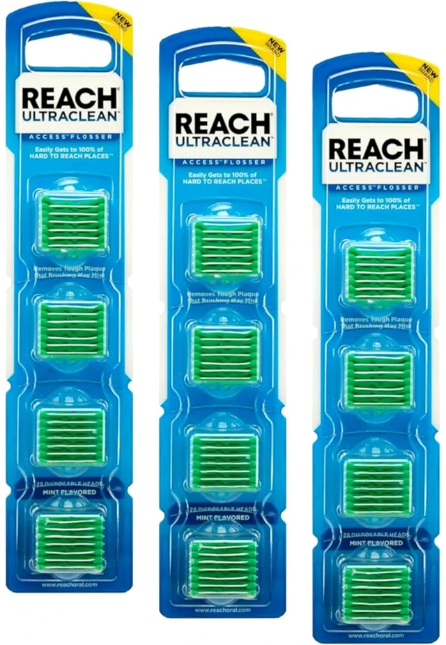 Main image of Listerine Ultraclean Access Flossers Disposable Heads Fresh Mint Crystals 28 Each (Pack of 3)