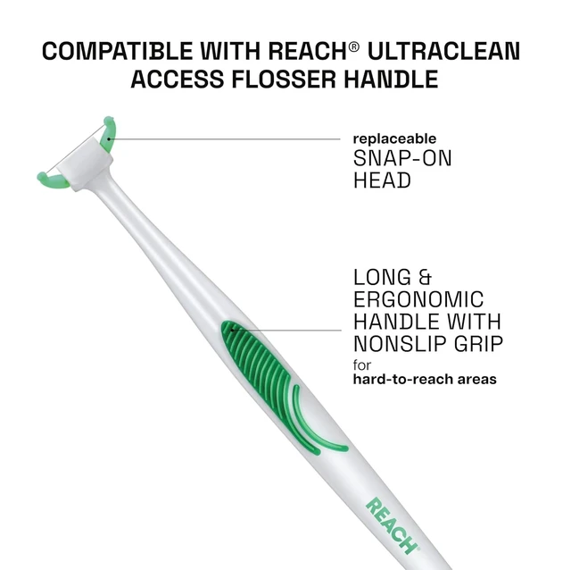 Alt view image 4 of 7 - Listerine Ultraclean Access Flossers Disposable Heads Fresh Mint Crystals 28 Each (Pack of 3)