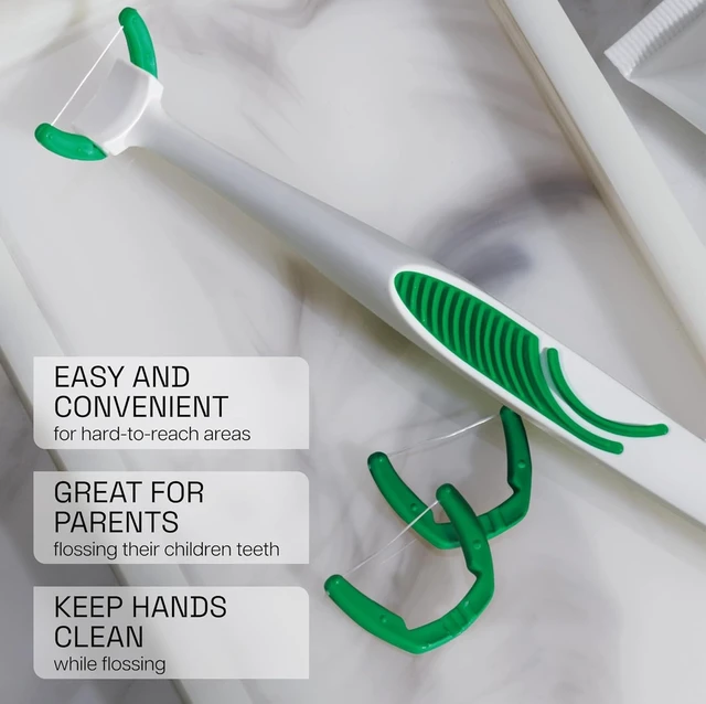 Alt view image 6 of 7 - Listerine Ultraclean Access Flossers Disposable Heads Fresh Mint Crystals 28 Each (Pack of 3)