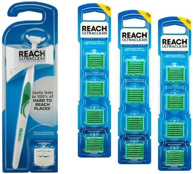 Main image of Ultraclean Access Flosser Starter Bundle | Proper & Durable Oral Care & Hygiene | Effective Plaque Removal, Teeth & Gum Protection, PFAS-Free | Starter Kit + 3pk Mint Refills (28ct.)