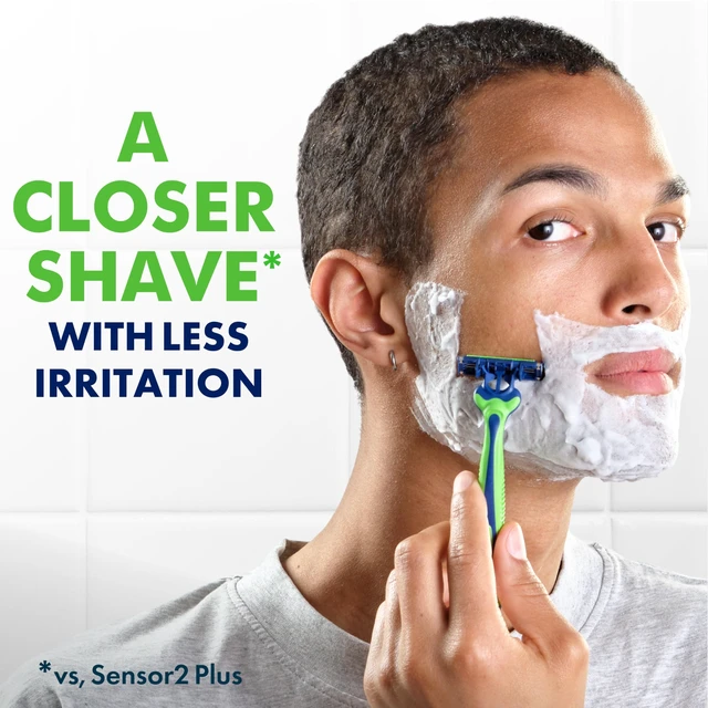 Alt view image 3 of 7 - Sensor3 Sensitive Disposable Razors for Men, Enhanced Lubrastrip Glides Easily Over Your Skin, 8 Count (Pack of 2)