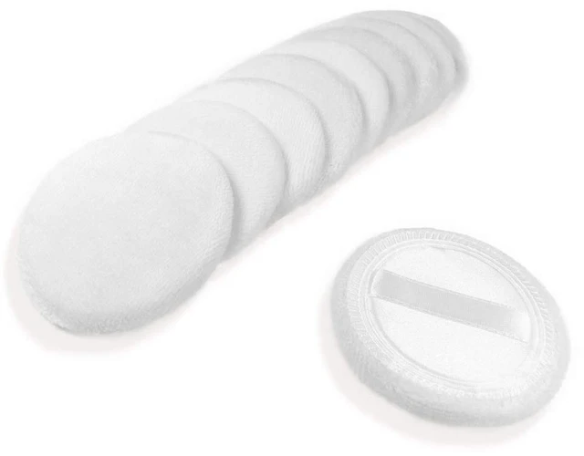Main image of 10pcs Powder Puff Cotton Cosmetic Powder Face Makeup Puffs Pads with Ribbon for Loose and Foundation 2.36 inch. (White)