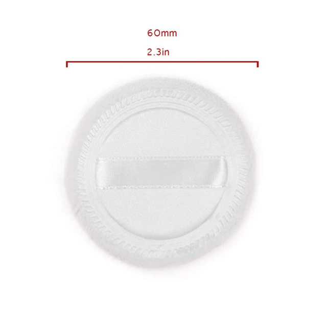 Alt view image 7 of 7 - 10pcs Powder Puff Cotton Cosmetic Powder Face Makeup Puffs Pads with Ribbon for Loose and Foundation 2.36 inch. (White)
