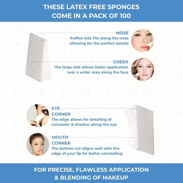 Alt view image 4 of 7 - Beauty Wedges, 100ct, Latex Free Foam Sponges | Foam Makeup Blenders for Precise, Flawless Application and Blending of Powder and Liquid Makeup