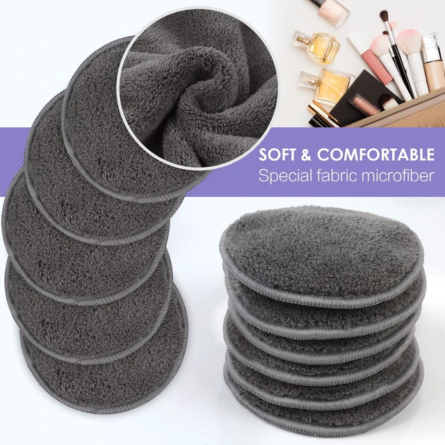 Alt view image 3 of 7 - Reusable Makeup Remover Pads,Round 3.15inch,16 Pack,Darkgrey | Microfiber Face Cleansing Gloves Washable with Laundry Bag and Travel Bag Rounds Toner Pads,Perfet for Face,Eye,Lips