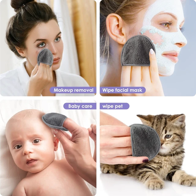 Alt view image 7 of 7 - Reusable Makeup Remover Pads,Round 3.15inch,16 Pack,Darkgrey | Microfiber Face Cleansing Gloves Washable with Laundry Bag and Travel Bag Rounds Toner Pads,Perfet for Face,Eye,Lips