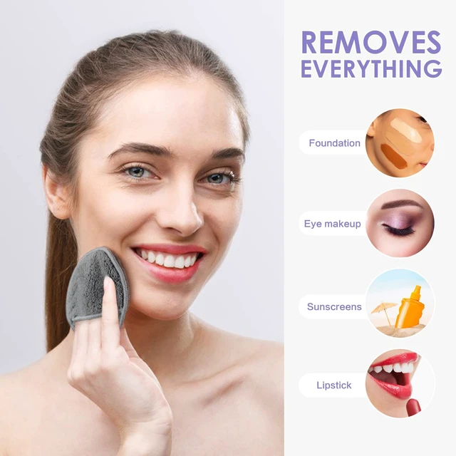 Alt view image 5 of 7 - Reusable Makeup Remover Pads,Round 3.15inch,16 Pack,Darkgrey | Microfiber Face Cleansing Gloves Washable with Laundry Bag and Travel Bag Rounds Toner Pads,Perfet for Face,Eye,Lips