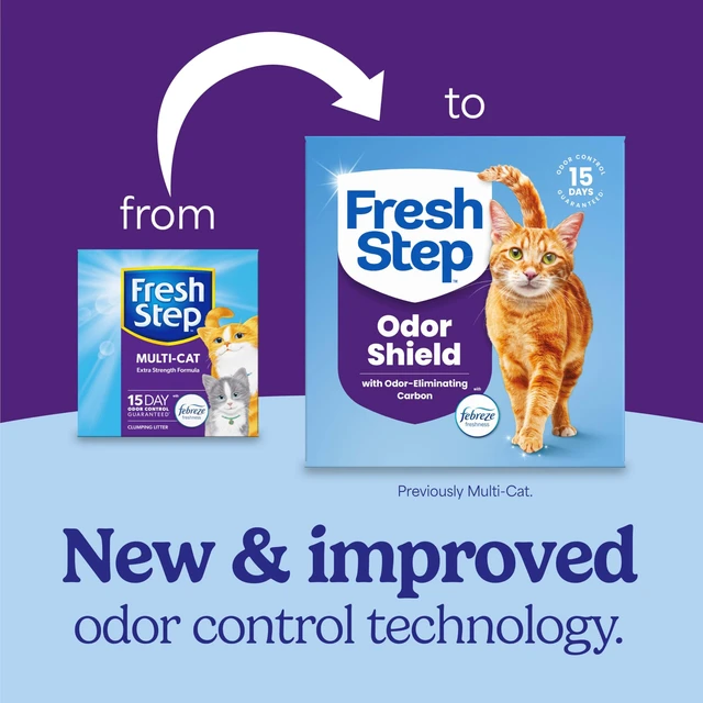 Alt view image 2 of 7 - Odor Shield Multi Cat Clumping Cat Litter, 14 lb. | Febreze Freshness, Odor Shield with Ammonia Block Technology, Low Dust, Compatible with Most Automatic Litter Boxes