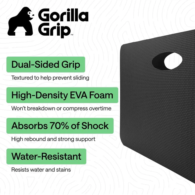 Alt view image 2 of 7 - Extra Thick Foam Kneeling Pad for Gardening, 17.5x11 Black | Supportive Foam, Large Cushion Knee Pads for Gardening and Workouts, Baby Bath Time, Exercise, Dirt and Water Resistant