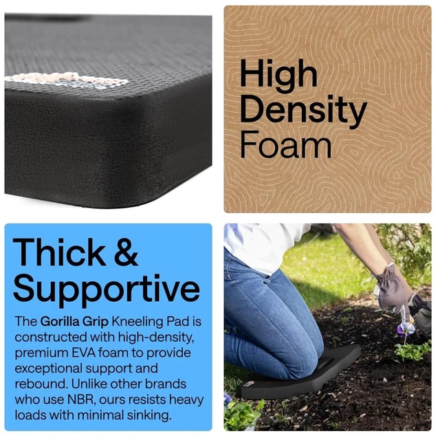 Alt view image 3 of 7 - Extra Thick Foam Kneeling Pad for Gardening, 17.5x11 Black | Supportive Foam, Large Cushion Knee Pads for Gardening and Workouts, Baby Bath Time, Exercise, Dirt and Water Resistant