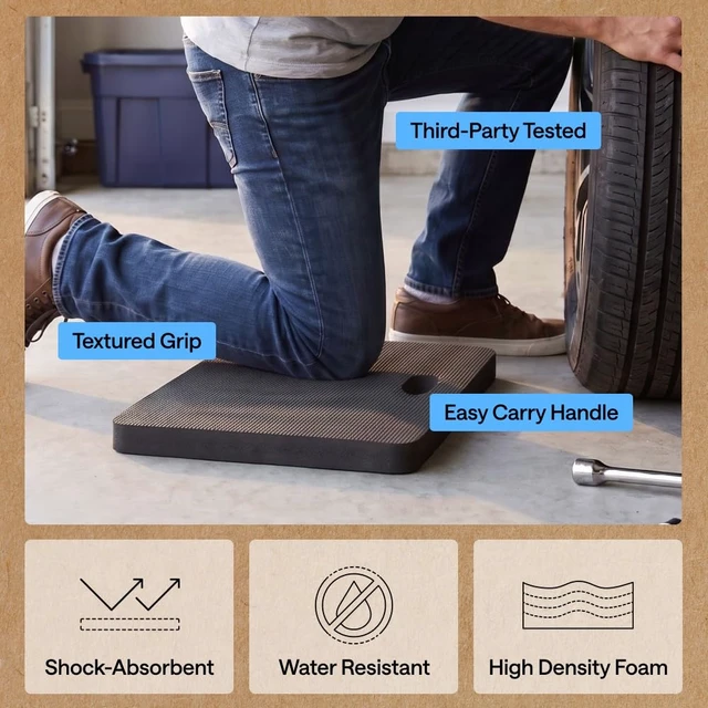 Alt view image 5 of 7 - Extra Thick Foam Kneeling Pad for Gardening, 17.5x11 Black | Supportive Foam, Large Cushion Knee Pads for Gardening and Workouts, Baby Bath Time, Exercise, Dirt and Water Resistant