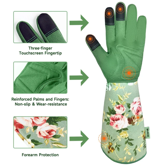 Alt view image 3 of 7 - Gardening Gloves for Women Gift,Yard Work Garden Gloves,Green Medium | Long Garden Gloves for Women,Gardener Gardening Gifts for Women,Outdoor Heavy Working Gloves for Men,Weed,Pruning,Lawn Glove