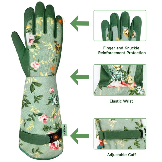 Alt view image 4 of 7 - Gardening Gloves for Women Gift,Yard Work Garden Gloves,Green Medium | Long Garden Gloves for Women,Gardener Gardening Gifts for Women,Outdoor Heavy Working Gloves for Men,Weed,Pruning,Lawn Glove