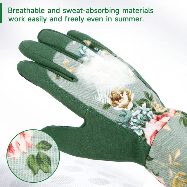 Alt view image 5 of 7 - Gardening Gloves for Women Gift,Yard Work Garden Gloves,Green Medium | Long Garden Gloves for Women,Gardener Gardening Gifts for Women,Outdoor Heavy Working Gloves for Men,Weed,Pruning,Lawn Glove