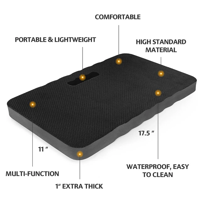 Alt view image 2 of 7 - Extra Thick Kneeling Pad, Soft Foam Kneeling Cushion, Waterproof Gardening Knee Pads, Lightweight Knee Mat for Bathing, Workout Supplies, Exercise Yoga, Garden Work Gifts 17.5 x 11 x 1 in, Black