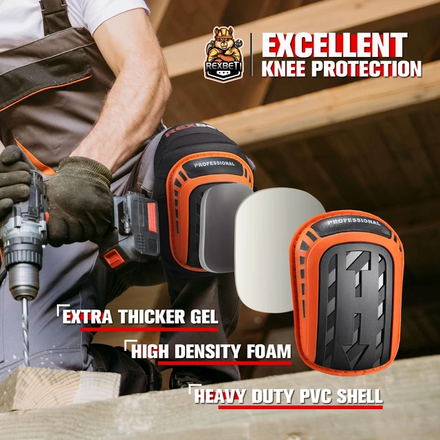 Alt view image 3 of 7 - Knee Pads for Men, Anti-slip Construction Gel Knee Pads for Work | Heavy Duty Cap, Comfort Thick Gel Foam Pad, Stay Put Strong Stretchable Straps, For Construction Gardening Flooring Cleaning