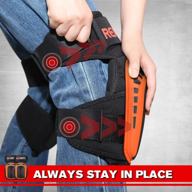 Alt view image 4 of 7 - Knee Pads for Men, Anti-slip Construction Gel Knee Pads for Work | Heavy Duty Cap, Comfort Thick Gel Foam Pad, Stay Put Strong Stretchable Straps, For Construction Gardening Flooring Cleaning