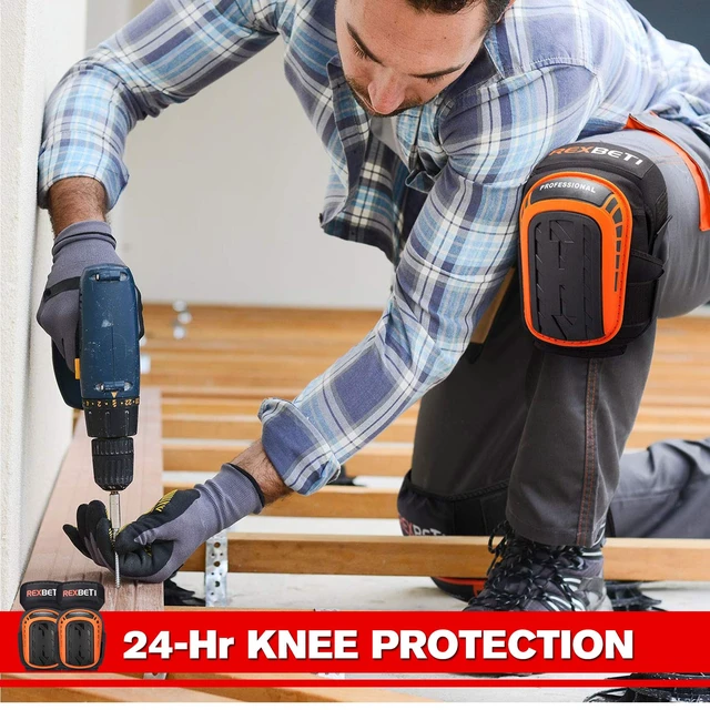 Alt view image 5 of 7 - Knee Pads for Men, Anti-slip Construction Gel Knee Pads for Work | Heavy Duty Cap, Comfort Thick Gel Foam Pad, Stay Put Strong Stretchable Straps, For Construction Gardening Flooring Cleaning
