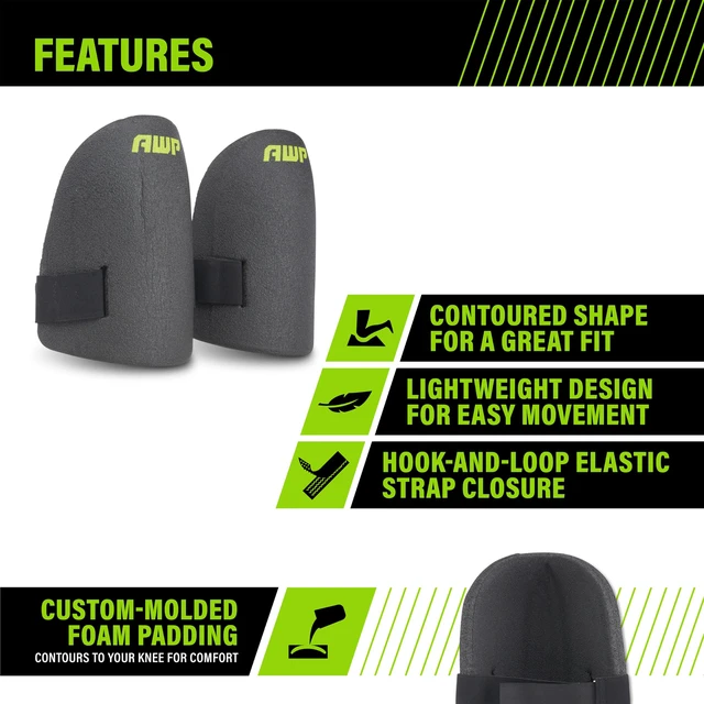 Alt view image 4 of 4 - Ultralight Foam Adult Work Knee Pads, 1 Pair, Black | Molded foam and fabric construction, Lightweight cushioning for flooring, roofing, and general jobsite kneeling comfort