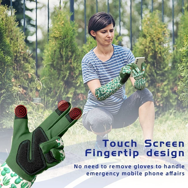 Alt view image 3 of 7 - Gardening Gloves for Women, Reinforced Fingertips & Palm, L010, L | Touchscreen, Forearm Protection, Abrasion Resistant, Breathable, Comfortable, Rose Pruning, Weeding, Gardening Tools, Gifts