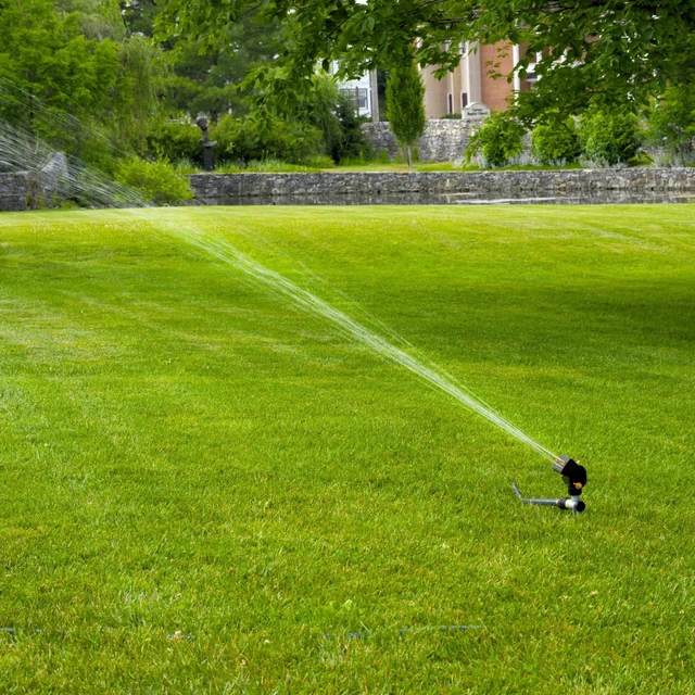 Alt view image 3 of 4 - MiniMax Spike Sprinkler, 4000 Sq Ft: 360°, Flow, Width, Range Adjust | 65137AMZ | Dirt-Resistant Drive | Flow-Through Base | Metal Step Spike | 360° Rotation | Compact Design