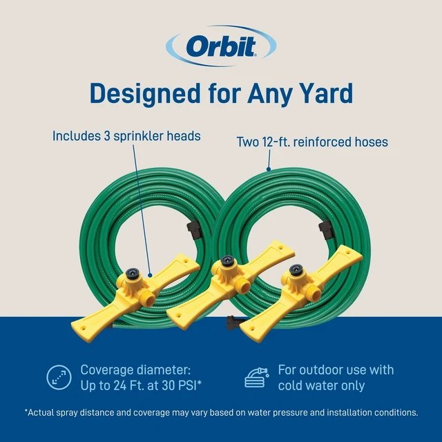Alt view image 6 of 7 - Port-A-Rain Hose Watering Sprinkler System, Green - 58092 | Above-Ground Sprinkler System with Hose Connections for Easy Portable Lawn & Garden Watering Coverage