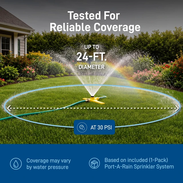 Alt view image 4 of 7 - Port-A-Rain Hose Watering Sprinkler System, Green - 58092 | Above-Ground Sprinkler System with Hose Connections for Easy Portable Lawn & Garden Watering Coverage