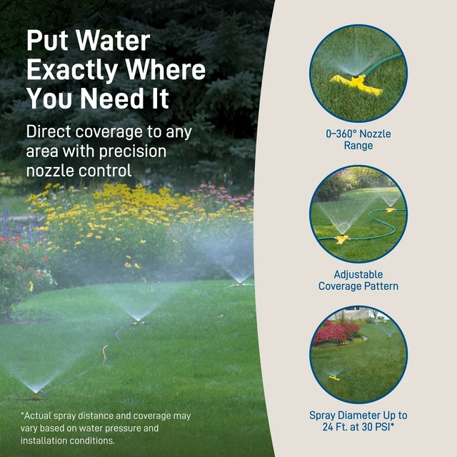 Alt view image 7 of 7 - Port-A-Rain Hose Watering Sprinkler System, Green - 58092 | Above-Ground Sprinkler System with Hose Connections for Easy Portable Lawn & Garden Watering Coverage