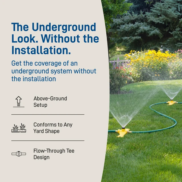 Alt view image 5 of 7 - Port-A-Rain Hose Watering Sprinkler System, Green - 58092 | Above-Ground Sprinkler System with Hose Connections for Easy Portable Lawn & Garden Watering Coverage