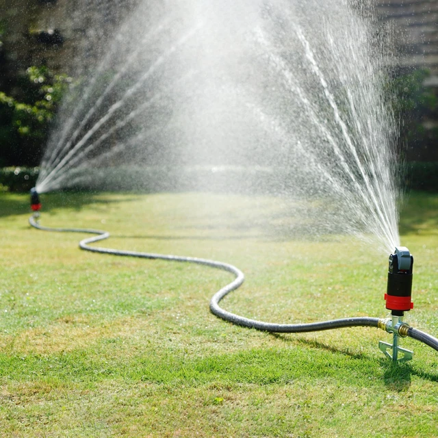 Alt view image 3 of 3 - 94143 Multi-Pattern Sprinkler Plus One-Direction Misting System with Metal Sprike Set; Gear Drive, Heavy Duty, Gardening Watering System, Garden&Lawns, 5 Pattern, Coverage up to 3737sq.ft