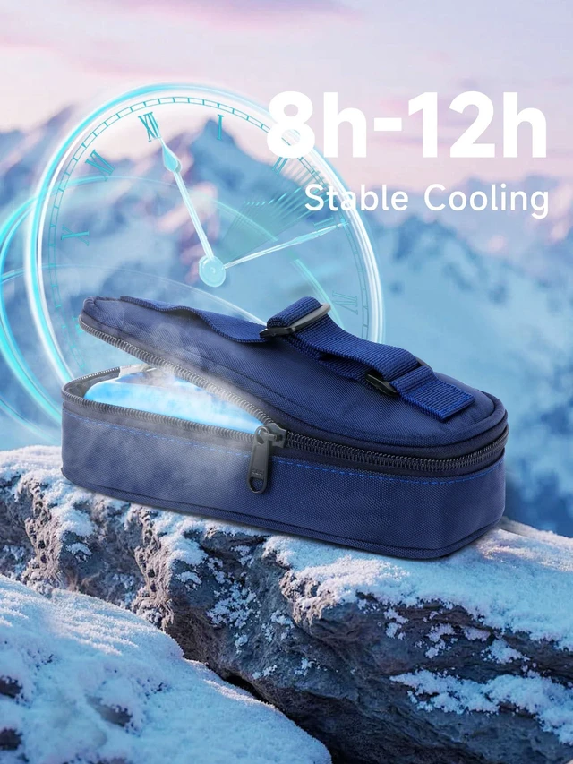 Alt view image 3 of 7 - Insulin Vials Cooler Travel Case - TSA Approved peptide case | Diabetic Med Vial Cooling Bag , Protective Ice Brick, Refrigerated Diabetes Supplies Organizer, Small Bottle Carrying Storage