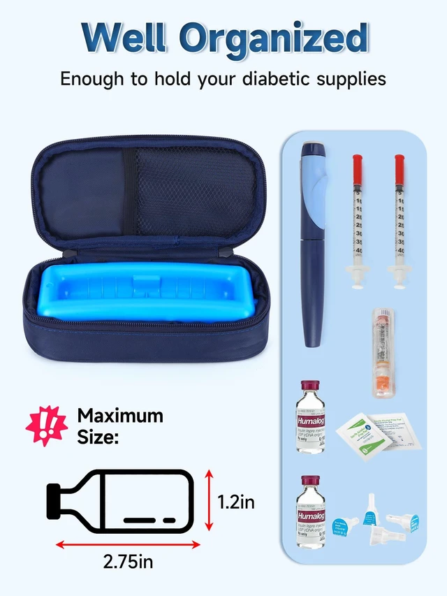 Alt view image 4 of 7 - Insulin Vials Cooler Travel Case - TSA Approved peptide case | Diabetic Med Vial Cooling Bag , Protective Ice Brick, Refrigerated Diabetes Supplies Organizer, Small Bottle Carrying Storage