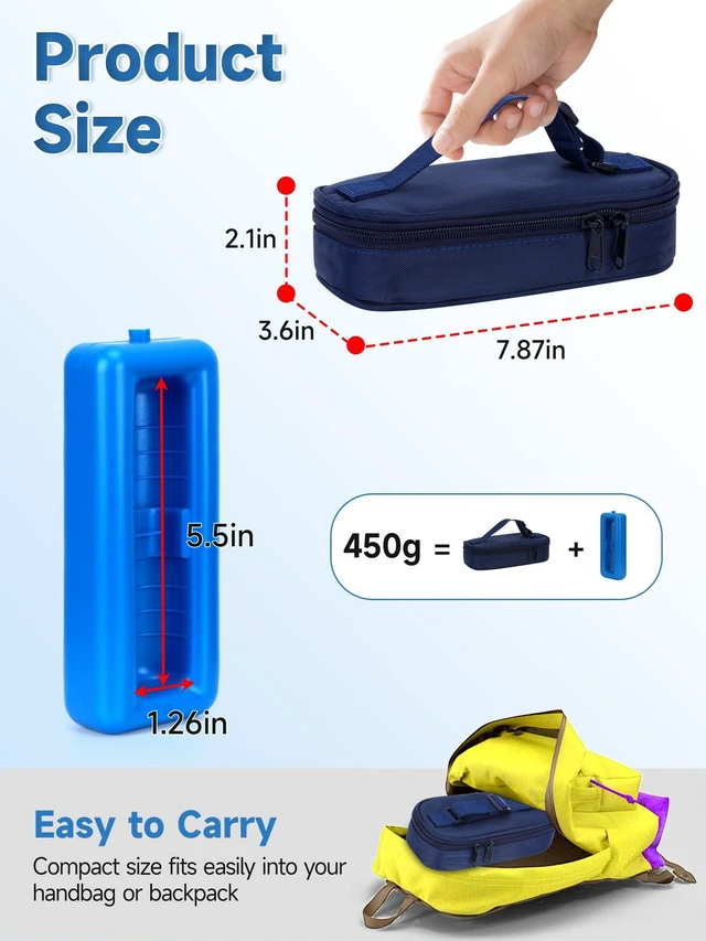 Alt view image 5 of 7 - Insulin Vials Cooler Travel Case - TSA Approved peptide case | Diabetic Med Vial Cooling Bag , Protective Ice Brick, Refrigerated Diabetes Supplies Organizer, Small Bottle Carrying Storage