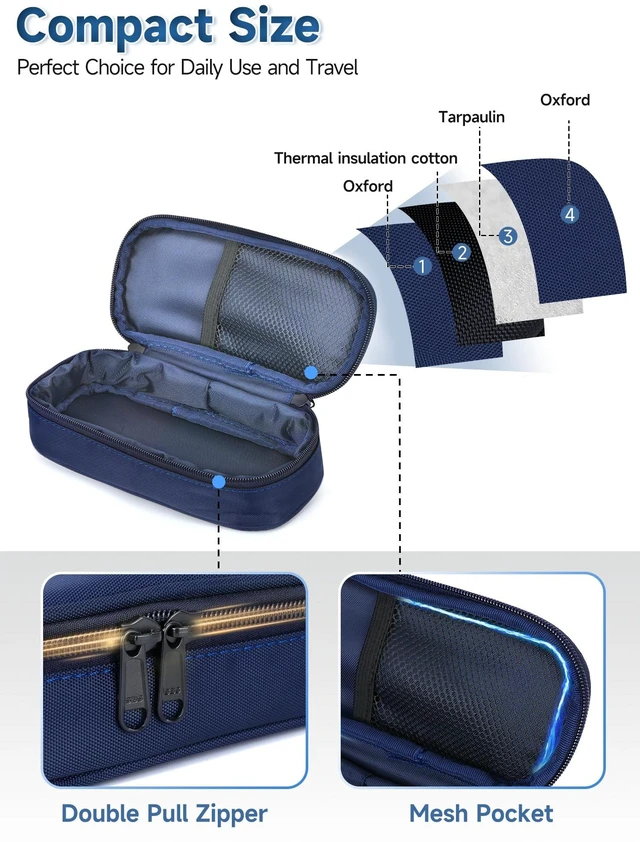 Alt view image 6 of 7 - Insulin Vials Cooler Travel Case - TSA Approved peptide case | Diabetic Med Vial Cooling Bag , Protective Ice Brick, Refrigerated Diabetes Supplies Organizer, Small Bottle Carrying Storage