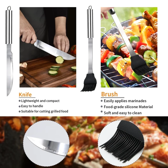 Alt view image 4 of 7 - 11Pcs Stainless Steel BBQ Grilling Accessories Set, Dad Gifts for Men Christmas Grilling Gifts,Portable Practical Grill Tools Utensils Kit with Storage Bag for Outdoor Grill Camping Backyard
