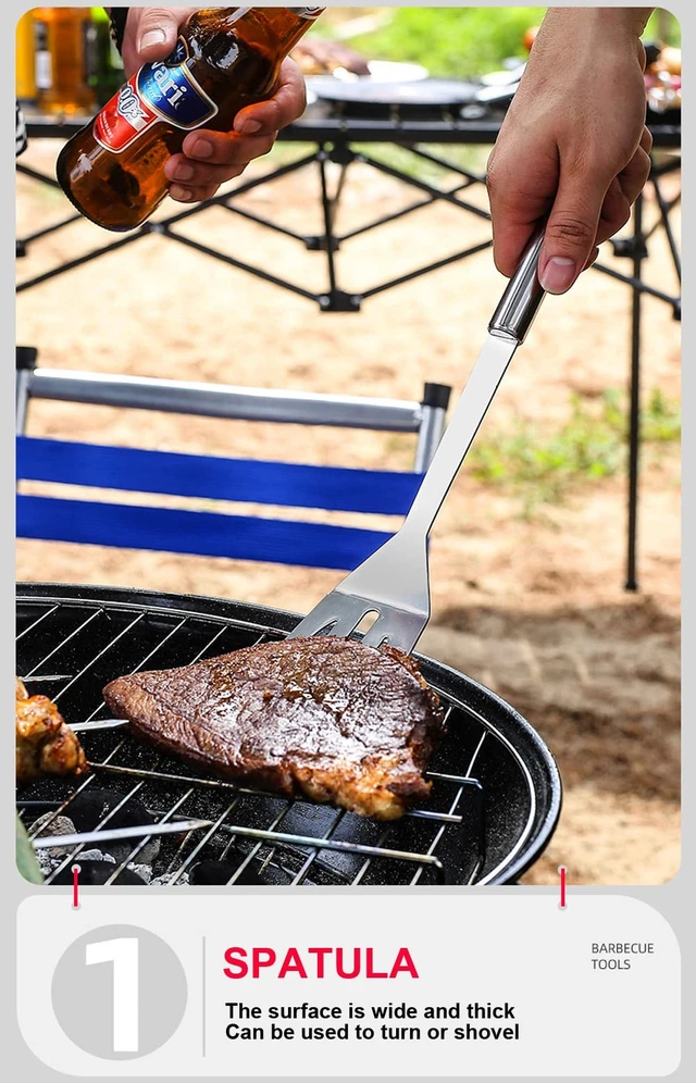 Alt view image 2 of 6 - BBQ Grill BBQ Accessories, Stainless Steel Grill Tools Grilling Accessories Grill Set Barbecue Grill Accessories for Outdoor Grill, BBQ Tools Grill Utensils Grilling Tools