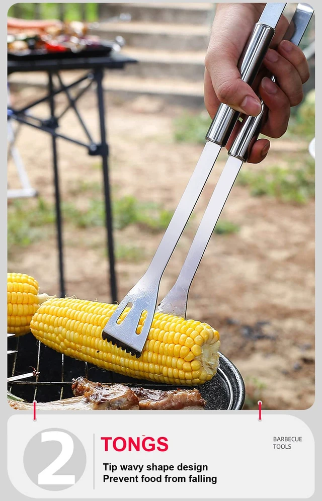 Alt view image 3 of 6 - BBQ Grill BBQ Accessories, Stainless Steel Grill Tools Grilling Accessories Grill Set Barbecue Grill Accessories for Outdoor Grill, BBQ Tools Grill Utensils Grilling Tools