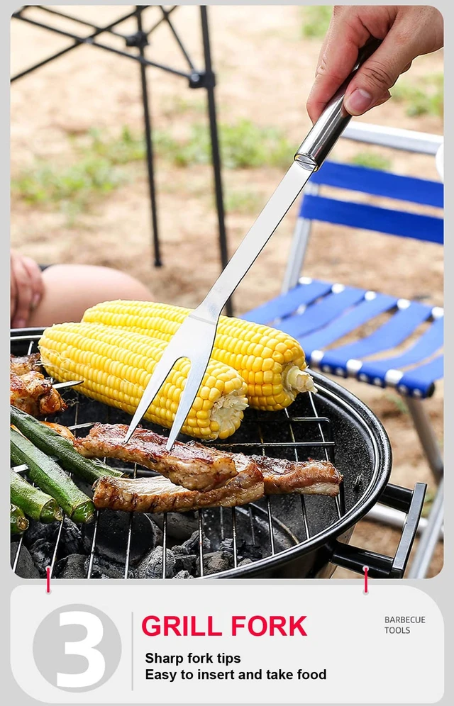 Alt view image 4 of 6 - BBQ Grill BBQ Accessories, Stainless Steel Grill Tools Grilling Accessories Grill Set Barbecue Grill Accessories for Outdoor Grill, BBQ Tools Grill Utensils Grilling Tools