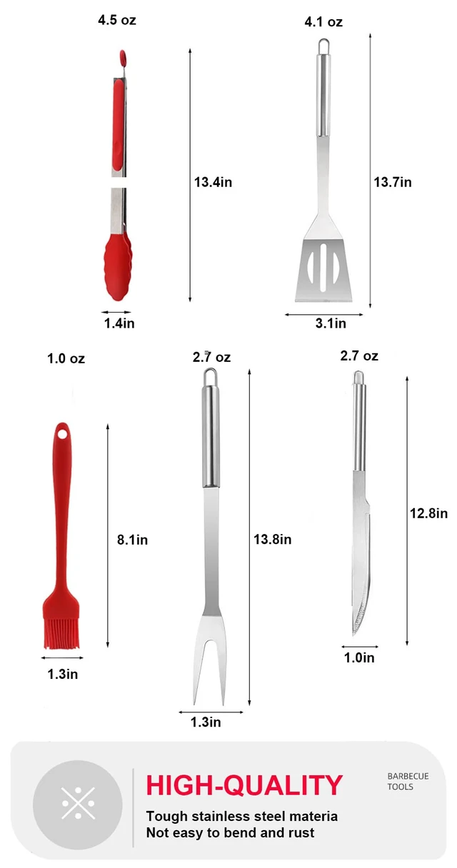 Alt view image 6 of 7 - BBQ Grill Tool Set BBQ Accessories, Stainless Steel Grill Tools Grilling Accessories Grill Set Barbecue Grill Accessories for Outdoor Grill, Grill Utensils Grilling Tools Grilling Gifts for Men