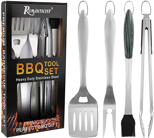Main image of 4pc Heavy Duty Grill Accessories for Top Chef - Professional Grill Tools Set & Basic BBQ Tools for Backyard Restaurant Outdoor Kitchen - Deluxe Grill Gift for Dad on Fathers Day Christmas