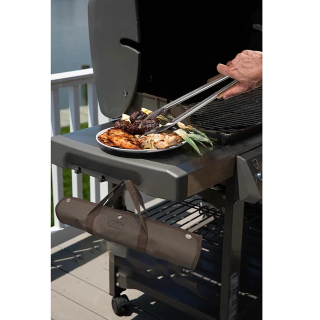 Alt view image 4 of 7 - 5pcs BBQ Grill Accessories Set - Stainless Steel Grilling Tools | Ergonomic Wooden Handle, Includes Spatula, Tongs, Knife, Fork & Carry Bag, BBQ Utensils Gifts Set for Men Dad