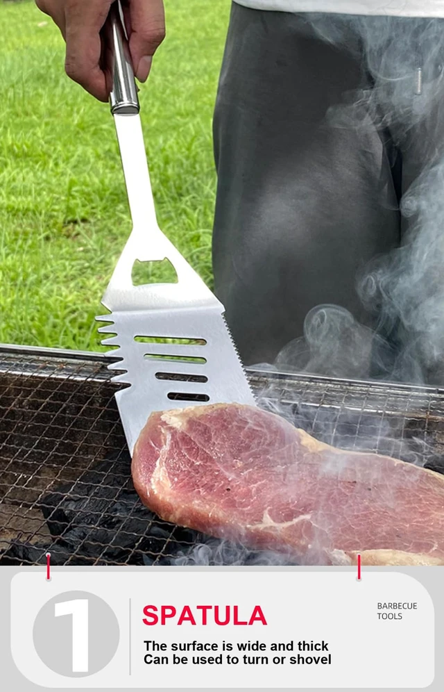 Alt view image 2 of 7 - BBQ Grill Tool Set BBQ Accessories, Stainless Steel Grill Tools Grilling Accessories Grill Set Barbecue Grill Accessories for Outdoor Grill, Grill Utensils Grilling Tools Grilling Gifts for Men (4)
