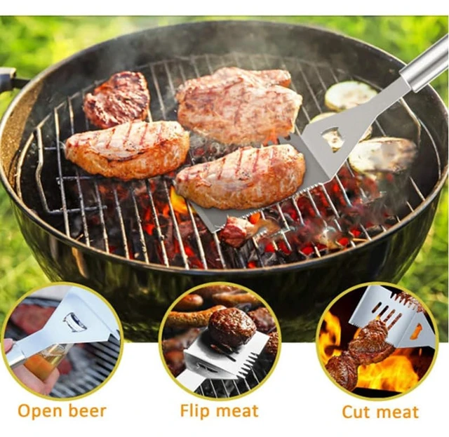 Alt view image 7 of 7 - BBQ Grill Tool Set BBQ Accessories, Stainless Steel Grill Tools Grilling Accessories Grill Set Barbecue Grill Accessories for Outdoor Grill, Grill Utensils Grilling Tools Grilling Gifts for Men (4)