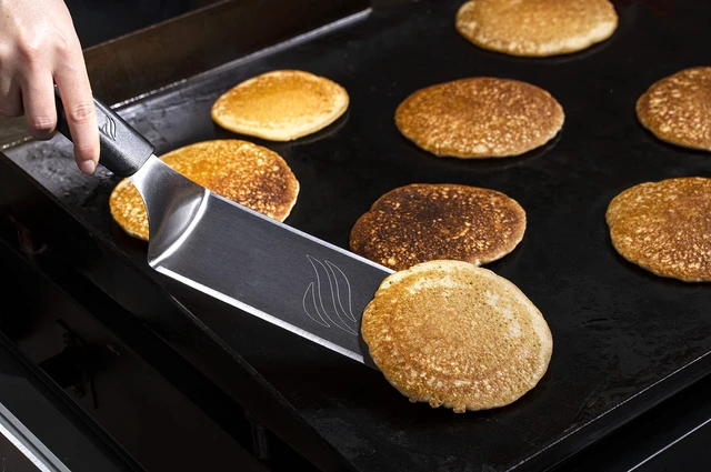 Alt view image 3 of 4 - Extra Long Griddle Spatula, Heavy-Duty Stainless Steel Set of 2 | Blackstone® 5550 Non-Slip Plastic Handle, Heat Resistant, Dishwasher Safe - Grilling Accessory