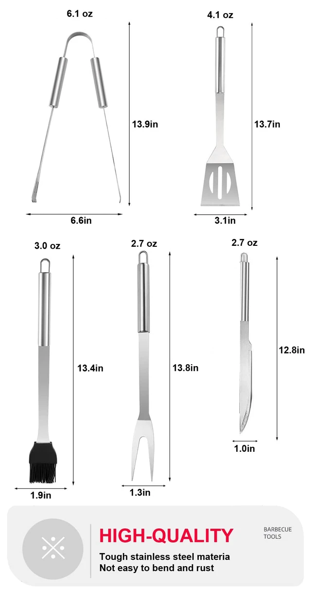 Alt view image 7 of 7 - BBQ Grill BBQ Accessories, Stainless Steel Grill Tools Grilling Accessories Grill Set Barbecue Grill Accessories for Outdoor Grill, BBQ Tools Grill Utensils Grilling Tools