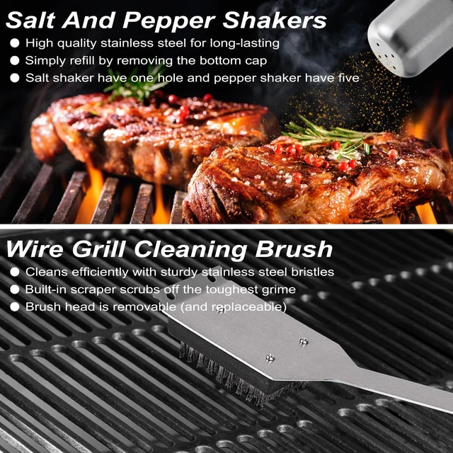 Alt view image 6 of 7 - 29 PCS BBQ Grill Accessories Stainless Steel BBQ Tools Grilling Tools Set with Storage Bag for Fathers Day Dads Birthday Presents - Camping Grill Utensils Set Ideal Grilling Gift for Men Silver