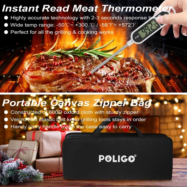 Alt view image 7 of 7 - 29 PCS BBQ Grill Accessories Stainless Steel BBQ Tools Grilling Tools Set with Storage Bag for Fathers Day Dads Birthday Presents - Camping Grill Utensils Set Ideal Grilling Gift for Men Silver