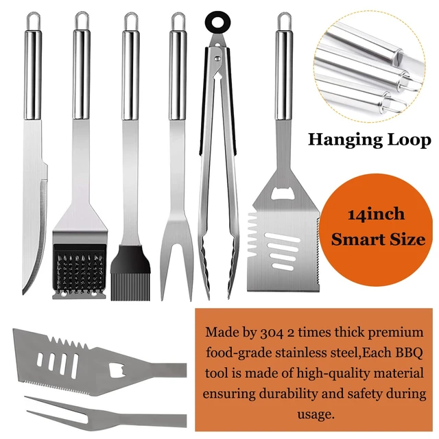 Alt view image 3 of 7 - Grilling Accessories,BBQ Grill Sets for Outdoor,Grill Tool Set,Grill Kit for Camping,Backyard,BBQ Accessories with Apron,BBQ Gifts for Men,Grilling Gifts for Men