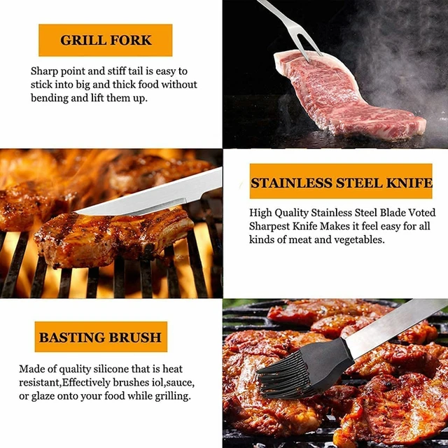 Alt view image 6 of 7 - Grilling Accessories,BBQ Grill Sets for Outdoor,Grill Tool Set,Grill Kit for Camping,Backyard,BBQ Accessories with Apron,BBQ Gifts for Men,Grilling Gifts for Men